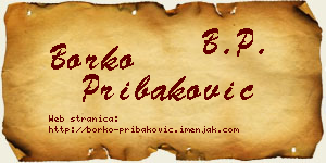 Borko Pribaković vizit kartica